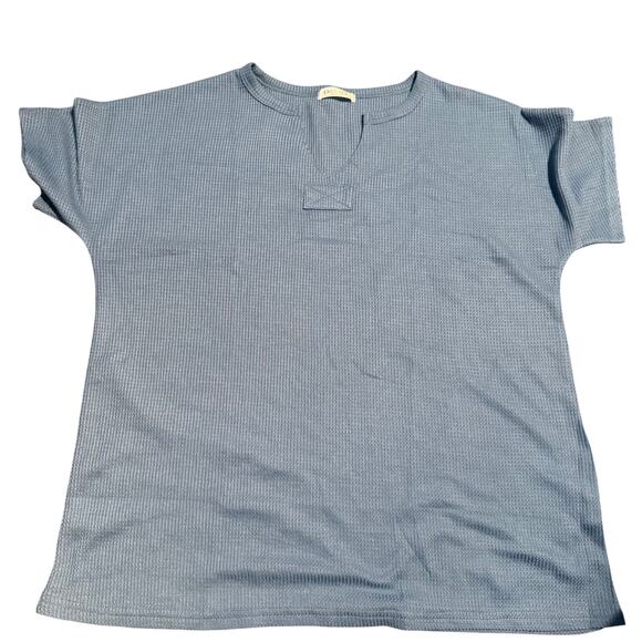 Ekouaer Two Piece Short Sleeve Waffle Knit Loungewear Set, Blue, Small, NWT - Picture 3 of 6